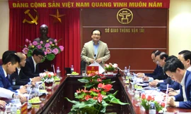 Bí thư Thành ủy Hà Nội Hoàng Trung Hải phát biểu tại buổi làm việc