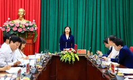 Phó Bí thư Thường trực Thành ủy Hà Nội Nguyễn Thị Tuyến phát biểu tại buổi làm việc với Đảng ủy Khối các cơ quan thành phố Hà Nội. 