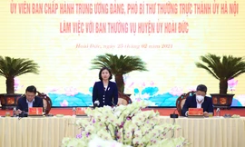 Phó Bí thư Thường trực Thành ủy Hà Nội Nguyễn Thị Tuyến phát biểu tại buổi làm việc