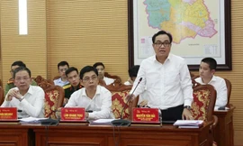 Bí thư Quận ủy Nam Từ Liêm Nguyễn Văn Hải phát biểu tại buổi làm việc