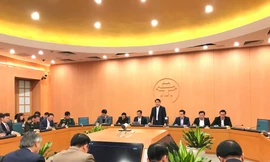 Chủ tịch Hà Nội Nguyễn Đức Chung phát biểu tại cuộc họp