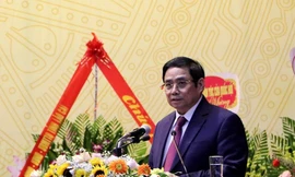 Ủy viên Bộ Chính trị, Bí thư T.Ư Đảng, Trưởng ban Tổ chức T.Ư Phạm Minh Chính phát biểu chỉ đạo Đại hội Đảng bộ tỉnh Lai Châu. Ảnh: Cổng thông tin điện tử Lai Châu 