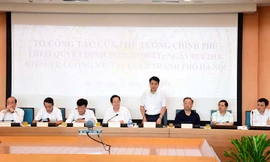 Chủ tịch UBND thành phố Hà Nội Nguyễn Đức Chung phát biểu tại buổi làm việc. Ảnh: KTĐT