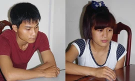 Cao Văn Danh và Trần Thị Ngân tại cơ quan công an.