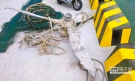 Chiếc cánh quạt được cho là từ máy bay PBY-5A, chở 11 người, mất tích hồi tháng 10/1958. Ảnh: Chinatimes