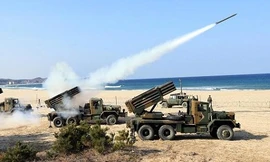 Một vụ phóng tên lửa của Triều Tiên. Ảnh: AP