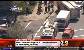 Hiện trường vụ tai nạn tàu điện ngầm ở New York sáng 2/5. Ảnh: Reuters