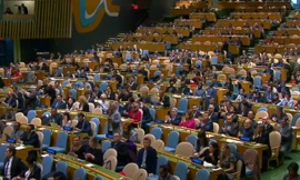 Quang cảnh phòng hội nghị trước lúc diễn ra cuộc bỏ phiếu của UNGA về Jerusalem.