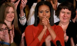 Đệ nhất phu nhân Mỹ Michelle Obama trong bài diễn văn chia tay hôm 6/1 trước khi rời Nhà Trắng. (Ảnh: AFP)