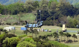 Quang cảnh khu vực triển khai THAAD tại Seonjgu vào ngày 26/4. Ảnh: Reuters