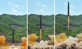 Hình ảnh Hwasong-14 trong vụ phóng thử hôm 4/7 do Triều Tiên công bố.