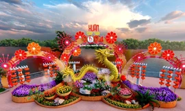 Ngắm phối cảnh đường hoa ven sông đẹp mê ly ở Đồng Nai