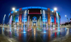 Mặt tiền sân Puskas Arena tại Budapest, mới được xây dựng để phục vụ EURO 2020