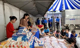 Phiên chợ 0 đồng ở Bình Dương Ảnh: H.C 