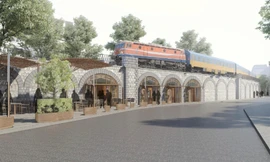 Phác thảo không gian bên trong ô vòm cầu Phùng Hưng trong tương lai 