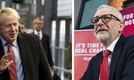 Thủ tướng Anh Boris Johnson (trái) và lãnh đạo Công đảng Jeremy Corbyn. Ảnh: AP 