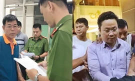 Cựu Phó Chánh án TAND quận 4 Nguyễn Hải Nam (trái) và Lâm Hoàng Tùng Ảnh: B.H 