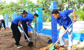 Sinh viên hưởng ứng chương trình trồng cây ‘Vì một Ký túc xá xanh’