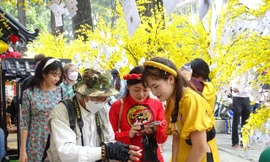 Bạn trẻ Sài Gòn xúng xính check-in ở vườn mai, ‘phố ông đồ’