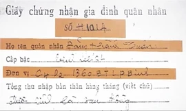 Giấy chứng nhận gia đình quân nhân của liệt sĩ Đặng Thành Tuấn