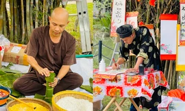 Khu chung cư ngày cận Tết: Quây quần gói bánh chưng, ấm áp tình làng xóm