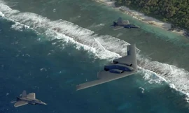 Máy bay ném bom tàng hình B-2 Spirit của Mỹ xuất hiện ở Dải Gaza