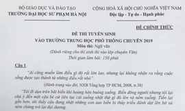 Đề thi Ngữ Văn trường THPT Chuyên ĐH Sư phạm: TS Trịnh Thu Tuyết nói gì?