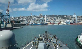 Tàu khu trục tên lửa USS Donald Cook của Mỹ trong một lần cập cảng Haifa. (Ảnh: SCMP)