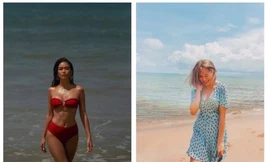 Cùng khoe ảnh chụp ở bãi biển, Mâu Thủy và Thái Trinh lại có hai tâm trạng đối lập nhau