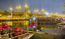 Chợ hoa 'trên bến dưới thuyền' nhộn nhịp về đêm