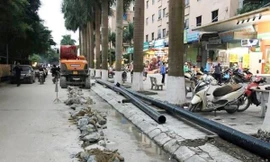 Việc thi công lắp ống nước khi chưa được sự cho phép đã bị lập biên bản dừng tại KĐT Đại Thanh
