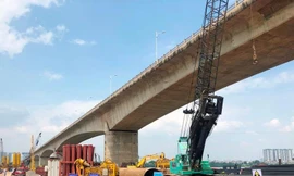Dự án cầu Vĩnh Tuy giai đoạn 2 đang được đẩy nhanh tiến độ thi công