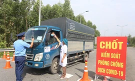 Một chốt kiểm soát trên địa bàn tỉnh Vĩnh Phúc. Ảnh: Thế Hùng