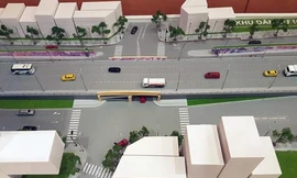 Mô hình hầm chui xuyên đê nối phố Trần Nguyên Hãn và phố Chương Dương Độ