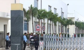 CÔng nhân Cty Lợi Tín đi làm trở lại. Ảnh: Tô Thế