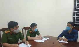 Đối tượng tại cơ quan điều tra. Ảnh Công an Vĩnh Yên