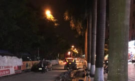 Hiện trường sửa chữa, đào đường vào KĐT Đại Thanh