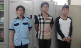 Các đối tượng ở cơ quan công an. Ảnh; Thanh Niên