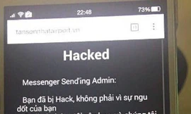 Lời cảnh báo của tin tặc trên website sân bay Tân Sơn Nhất.