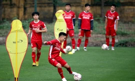 Đội tuyển Việt Nam trong buổi tập chiều nay.