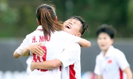 Tuyển nữ Việt Nam có trận thắng đầu tay ở SEA Games 29. Ảnh: Vnexpress