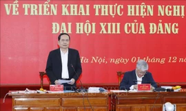 Đồng chí Trần Thanh Mẫn, Ủy viên Bộ Chính trị, Phó Chủ tịch Thường trực Quốc hội, Trưởng đoàn kiểm tra phát biểu kết luận, sáng 1/12/2021. Ảnh: TTXVN