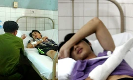 Anh Thép được điều trị tại bệnh viện và được cán bộ công an lấy lời khai ngay sau khi sự việc xảy ra