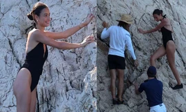 Siêu mẫu Philippines mặc áo tắm leo núi