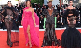 Siêu mẫu Ý phô ngực trần phản cảm trên thảm đỏ LHP Venice
