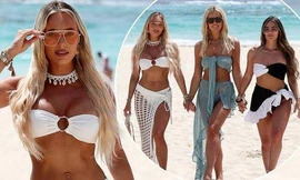 Dàn sao truyền hình Anh ‘bốc lửa’ với bikini trong buổi quay phim trên bãi biển