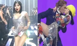 ‘Nữ hoàng gợi cảm K-pop' tốc váy lộ nội y phản cảm, hôn đắm đuối tình trẻ trên sân khấu