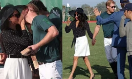 Công nương Meghan và Hoàng tử Harry hôn môi ngọt ngào trên sân đấu polo