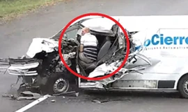 Tông trực diện xe tải ngược chiều, tài xế ngủ gật thoát chết khó tin