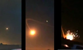 Tên lửa Arab Saudi đâm xuống đất nổ tung khi đánh chặn tên lửa khác